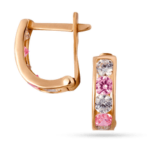 обзорное фото Детские золотые серьги с цирконием 90015  Серьги с камнями