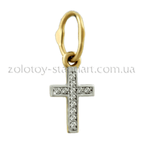 обзорное фото Золотой крестик с бриллиантами s31046  Золотые крестики
