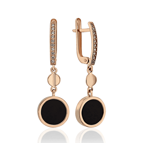 Золотые серьги с черным агатом и фианитами Мишель 033799 детальное изображение ювелирного изделия Золотые серьги с агатом Золотые серьги с черным агатом и фианитами Мишель 033799 детальное изображение ювелирного изделия Золотые серьги с агатом