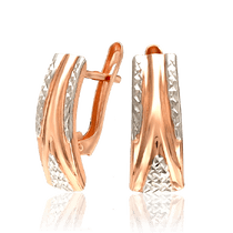 обзорное фото Золотые сережки женские с алмазной гранью 032066  Золотые серьги без вставок