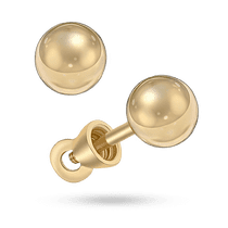 обзорное фото Серьги-пусеты в желтом золоте "Шарики" 041028 Золотые серьги без вставок обзорное фото Серьги-пусеты в желтом золоте "Шарики" 041028  Золотые серьги без вставок