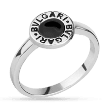обзорное фото Серебряное кольцо в стиле BVLGARI с эмалью 027952  Серебряные кольца со вставками