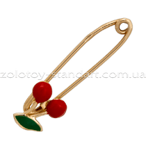 обзорное фото Золотая булавка Вишенки 09124 Золотые булавки обзорное фото Золотая булавка Вишенки 09124  Золотые булавки