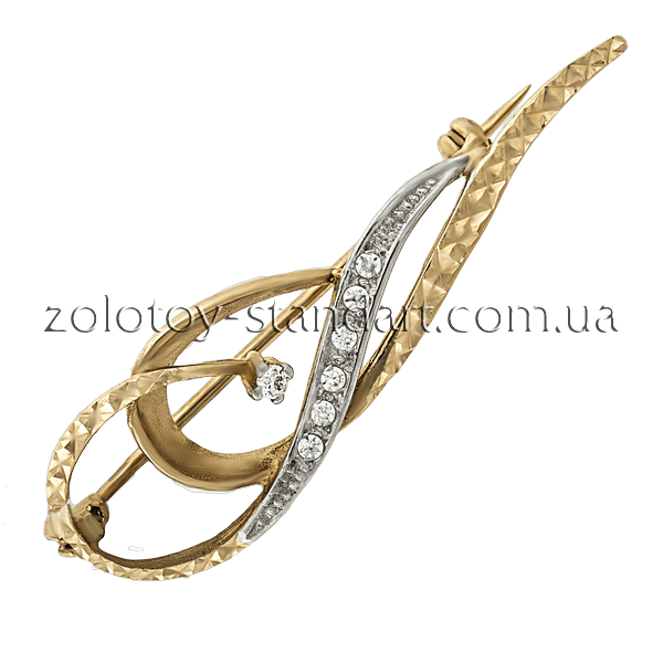 Золотоя брошь с фианитами 09104 детальное изображение ювелирного изделия Золотые броши Золотоя брошь с фианитами 09104 детальное изображение ювелирного изделия Золотые броши
