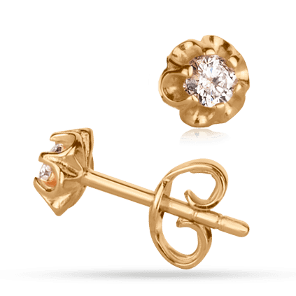Детские золотые серьги гвоздики с фианитом 1,3,0498 детальное изображение ювелирного изделия Серьги с камнями