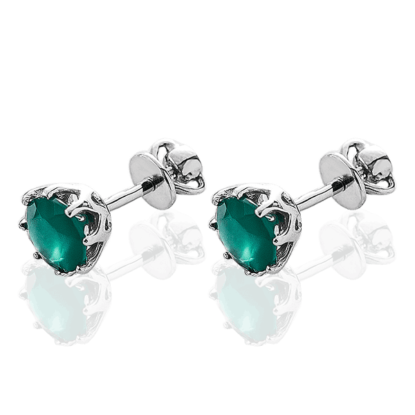Сережки из белого золота с зеленым ониксом 033055 детальное изображение ювелирного изделия Золотые серьги с ониксом