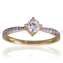 обзорное фото Золотое кольцо с фианитами 023074  Золотые кольца для помолвки с цирконием