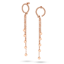 обзорное фото Золотые серьги-пусеты с шариками, цепочками и монетками 041422 Золотые серьги без вставок обзорное фото Золотые серьги-пусеты с шариками, цепочками и монетками 041422  Золотые серьги без вставок