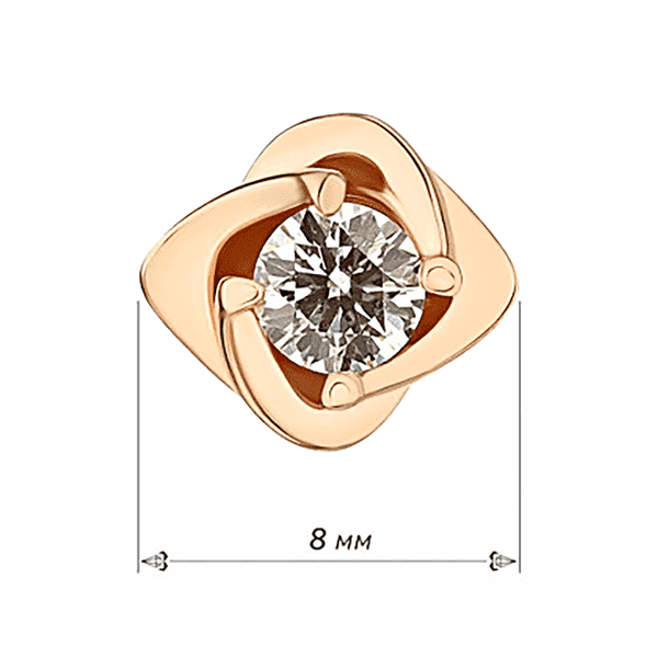 Серьги пусеты золотые с бриллиантом Роза Серьги пусеты золотые с бриллиантом Роза