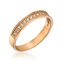 обзорное фото Кольцо золотое с дорожкой фианитов 034397 Золотые кольца обзорное фото Кольцо золотое с дорожкой фианитов 034397  Золотые кольца