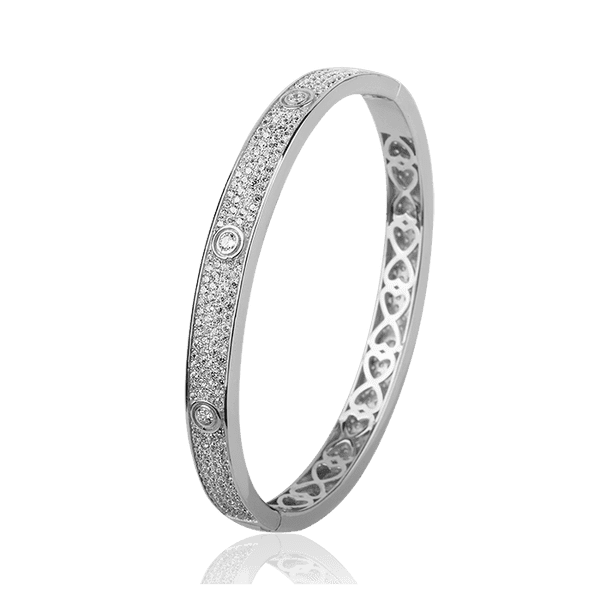 Серебряный браслет жесткий с фианитами 027732 детальное изображение ювелирного изделия Серебряные женские браслеты Серебряный браслет жесткий с фианитами 027732 детальное изображение ювелирного изделия Серебряные женские браслеты