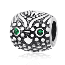 обзорное фото Серебряный подвес-шарм Сова с фианитом 024976  Серебряные подвесы-шармы (бусины)