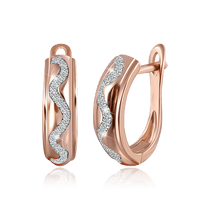 обзорное фото Серебряные серьги с фианитом 026234  Серьги с позолотой