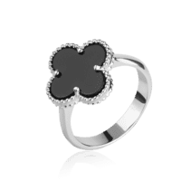 обзорное фото Серебряное кольцо с чёрным ониксом 028294  Серебряные кольца со вставками