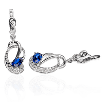 обзорное фото Серьги из белого золота с сапфирами и бриллиантами E0460 Золотые серьги с сапфиром обзорное фото Серьги из белого золота с сапфирами и бриллиантами E0460  Золотые серьги с сапфиром