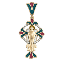 обзорное фото Золотой крестик 160281Е  Декоративные золотые крестики