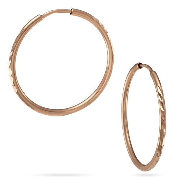 Серьги конго (кольца) с алмазной гравировкой в красном золоте без вставок 039947 детальное изображение ювелирного изделия Золотые серьги кольца (конго) 