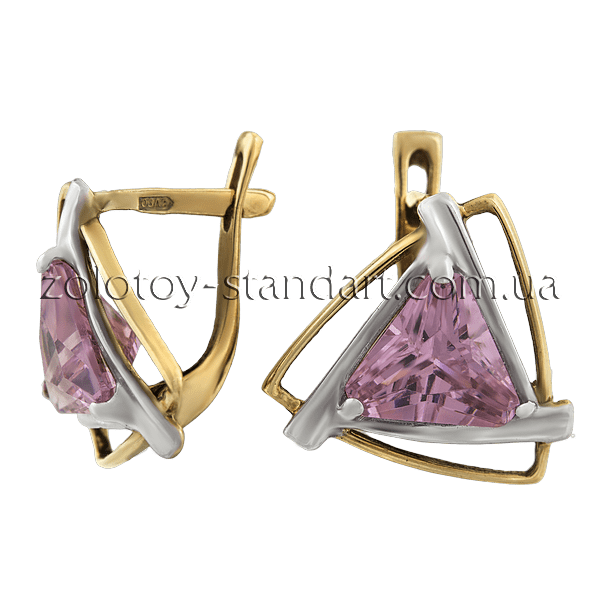 Золотые серьги с цирконием 85001 детальное изображение ювелирного изделия Золотые серьги с фианитом