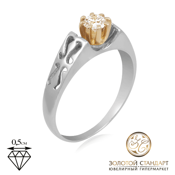 Кольцо для помолвки из желтого и белого золота с бриллиантом