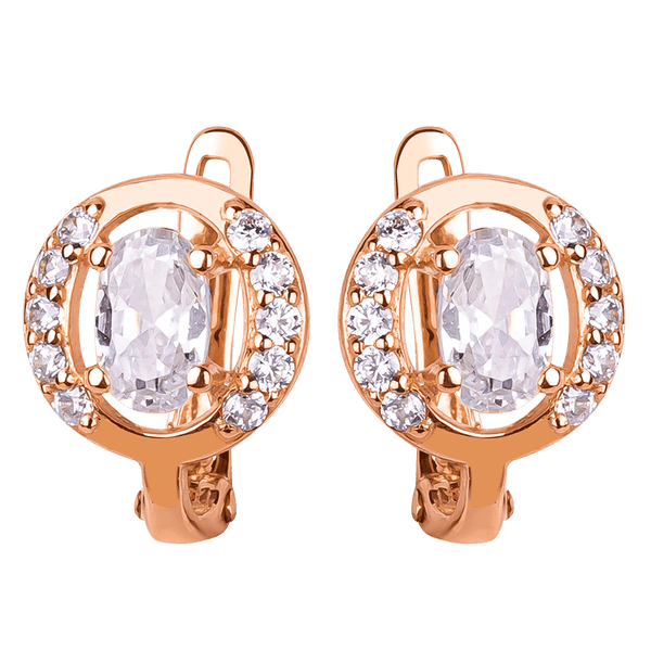 Золотые серьги на английском замке с белым фианитом 037956 детальное изображение ювелирного изделия Золотые серьги с фианитом Золотые серьги на английском замке с белым фианитом 037956 детальное изображение ювелирного изделия Золотые серьги с фианитом