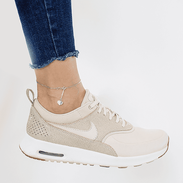 Браслет на ногу золотой Сердце с фианитами  Браслет на ногу золотой Сердце с фианитами