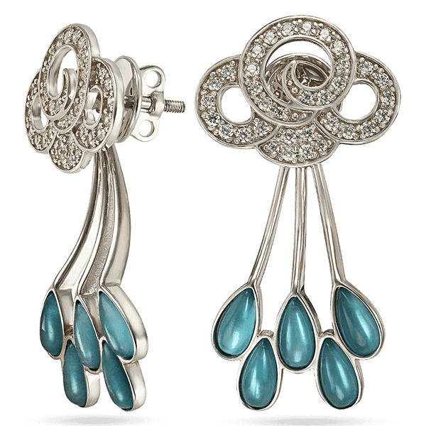 Серебряные серьги пуссеты с улекситом и фианитами Дождливый День 034340 детальное изображение ювелирного изделия Серебряные серьги с камнями Серебряные серьги пуссеты с улекситом и фианитами Дождливый День 034340 детальное изображение ювелирного изделия Серебряные серьги с камнями