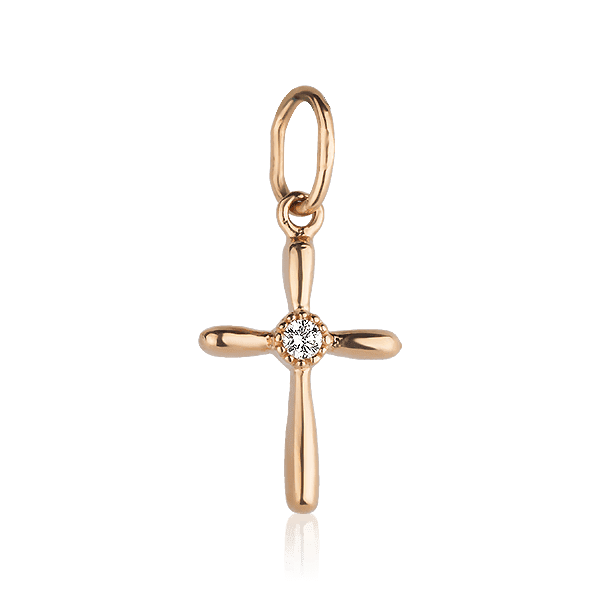 Золотой декоративный крестик с фианитом Золотой декоративный крестик с фианитом