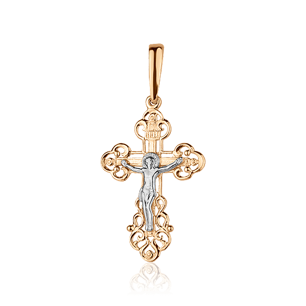 Хрестик з червоного та білого золота 028078 детальне зображення ювелірного виробу Хрестик з червоного та білого золота 028078 детальне зображення ювелірного виробу
