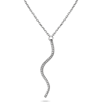 обзорное фото Серебряное колье Змея с белыми фианитами якорного плетения и дополнительной цепочкой 039821 Серебряные колье обзорное фото Серебряное колье Змея с белыми фианитами якорного плетения и дополнительной цепочкой 039821  Серебряные колье