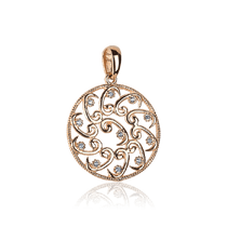 обзорное фото Золотой кулон круглой формы с фианитами 032188 Золотые кулоны с фианитом обзорное фото Золотой кулон круглой формы с фианитами 032188  Золотые кулоны с фианитом