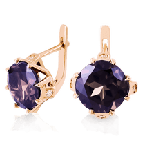 обзорное фото Золотые серьги с александритом 023624 Золотые серьги с александритом обзорное фото Золотые серьги с александритом 023624  Золотые серьги с александритом