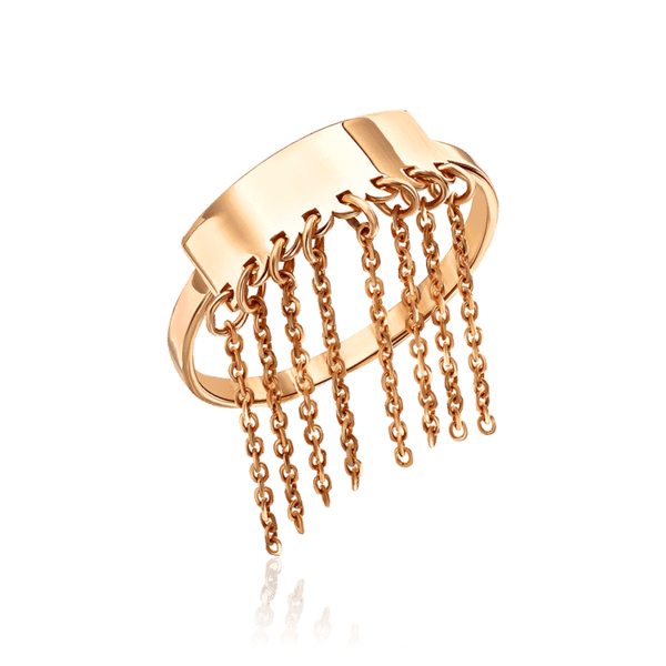 Золотое кольцо Пластина с цепочками 036229 детальное изображение ювелирного изделия Золотые кольца