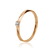 обзорное фото Золотое кольцо с фианитом 028112  Золотые кольца для помолвки с цирконием