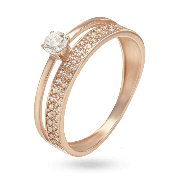 Золота каблучка з фіанітами 029497 детальне зображення ювелірного виробу