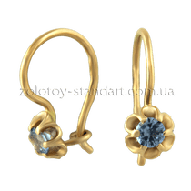 обзорное фото Золотые серьги на французском замке цветочки 1,3,0544  Серьги с камнями