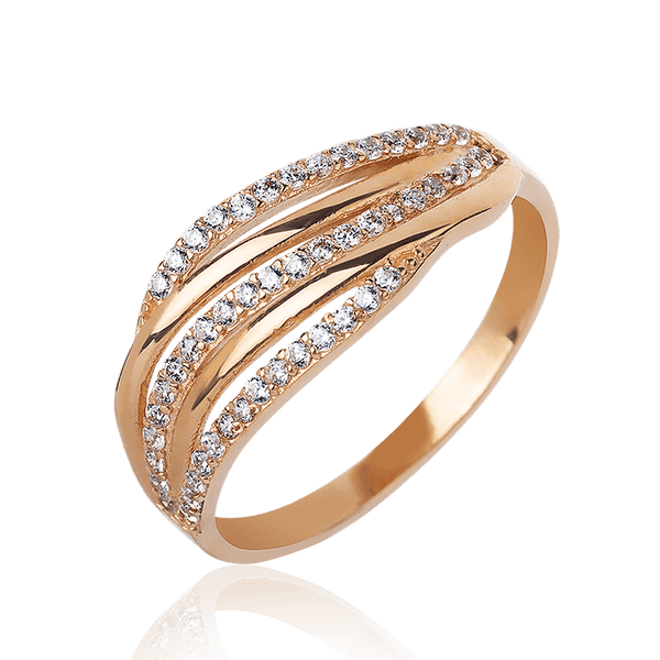Каблучка з червоного золота з фіанітами 031484 детальне зображення ювелірного виробу Каблучка з червоного золота з фіанітами 031484 детальне зображення ювелірного виробу
