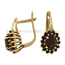 обзорное фото Золотые серьги с гранатом 2585 Золотые серьги с гранатом обзорное фото Золотые серьги с гранатом 2585  Золотые серьги с гранатом