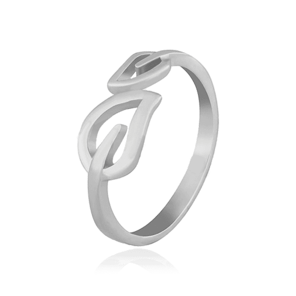 Родированное серебряное кольцо Листики 031235 детальное изображение ювелирного изделия Серебряные кольца без вставок