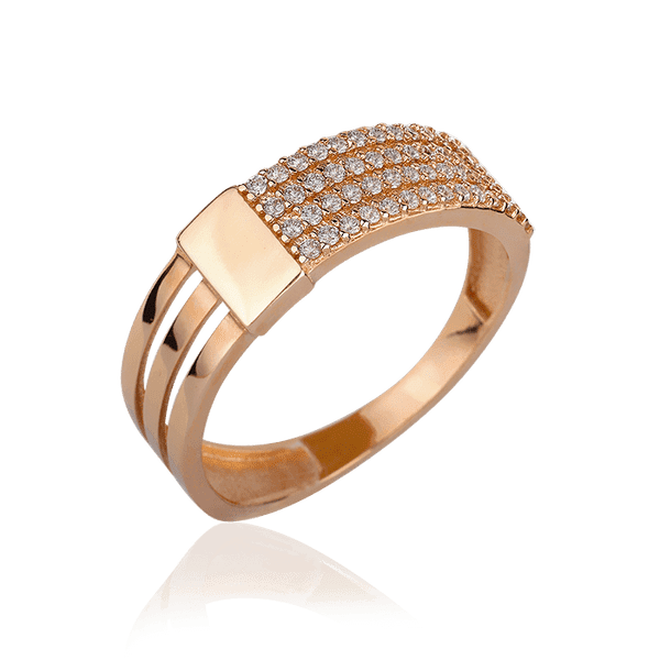 Золота каблучка з фіанітами 030389 детальне зображення ювелірного виробу