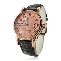 обзорное фото Мужские часы с золотым корпусом и кожаным ремешком 036275 Мужские золотые часы обзорное фото Мужские часы с золотым корпусом и кожаным ремешком 036275  Мужские золотые часы