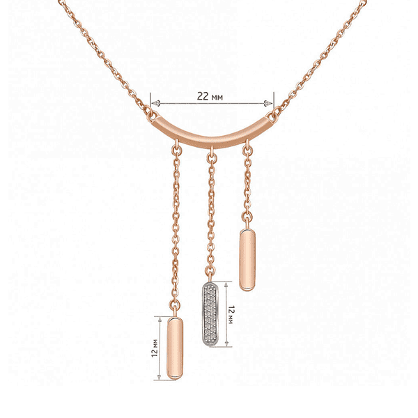 Колье в комбинированном золоте с асимметричными подвесками на цепочке TWO.SIDES с фианитами купить