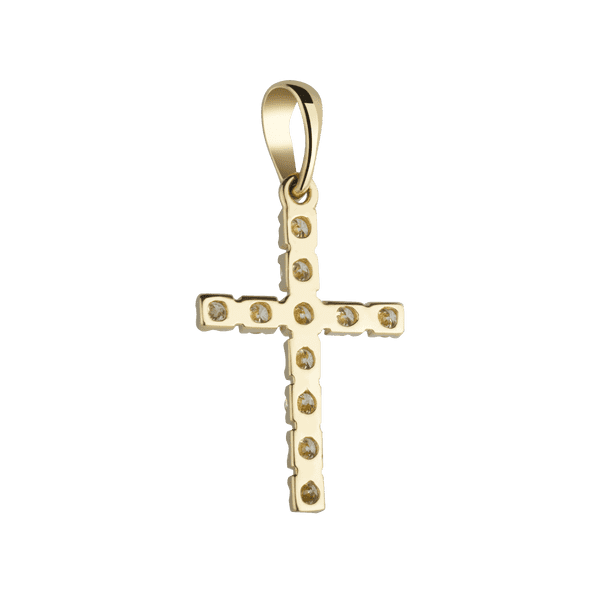 Декоративный крестик из желтого золота с бриллиантами Декоративный крестик из желтого золота с бриллиантами