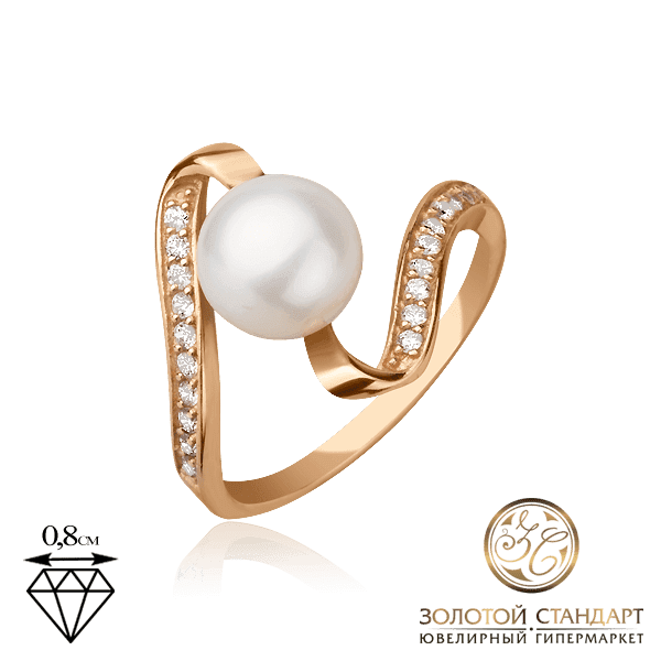 Золоте кільце з перлиною і фіанітами 388321 детальне зображення ювелірного виробу Золоте кільце з перлиною і фіанітами 388321 детальне зображення ювелірного виробу