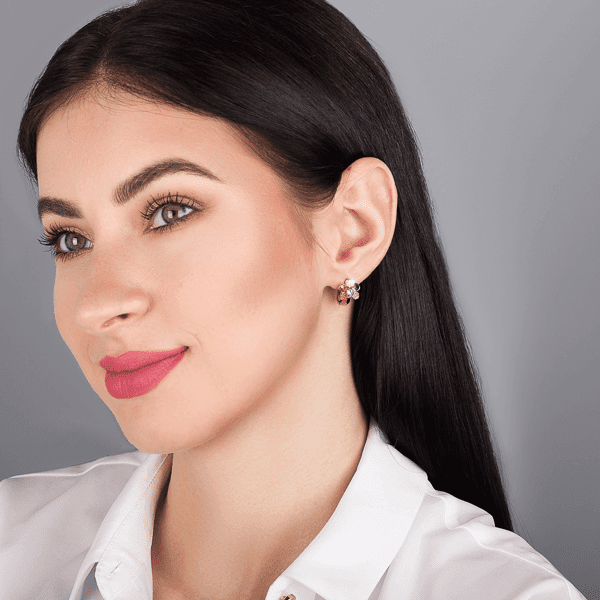 Золотые серьги из красного золота с фианитами 030690 Золотые серьги из красного золота с фианитами 030690