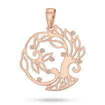 обзорное фото Золотая подвеска Дерево жизни с фианитами 041355  Золотые кулоны с фианитом