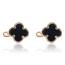 обзорное фото Золотые серьги с английским замком Клевер с ониксом 033050 Золотые серьги с ониксом обзорное фото Золотые серьги с английским замком Клевер с ониксом 033050  Золотые серьги с ониксом