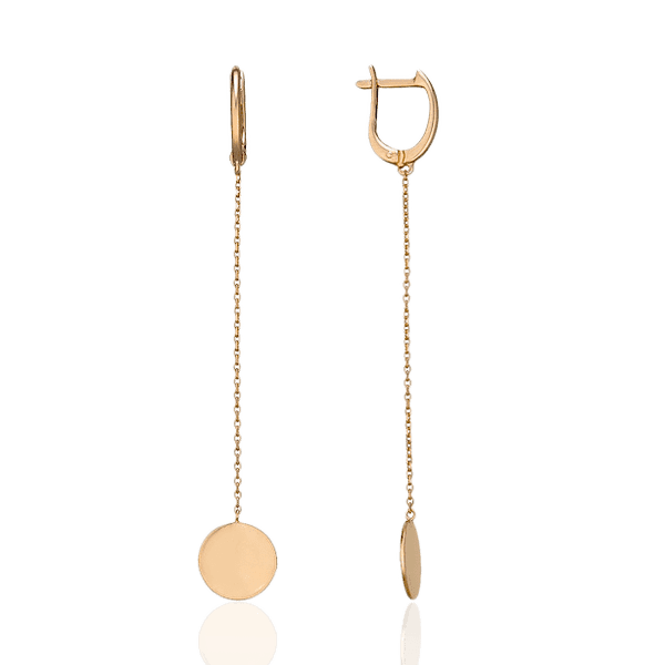 Золотые длинные серьги-цепочки с монеткой 037128 детальное изображение ювелирного изделия Золотые серьги без вставок Золотые длинные серьги-цепочки с монеткой 037128 детальное изображение ювелирного изделия Золотые серьги без вставок