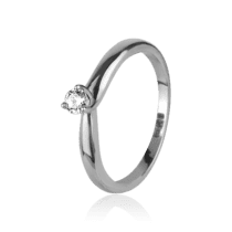 обзорное фото Золотое кольцо в белом золоте с фианитом для помолвки 028981  Золотые кольца для помолвки с цирконием