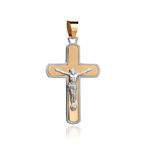 Крестик из красного и белого золота с Распятием 028727 детальное изображение ювелирного изделия Золотые крестики православные Крестик из красного и белого золота с Распятием 028727 детальное изображение ювелирного изделия Золотые крестики православные