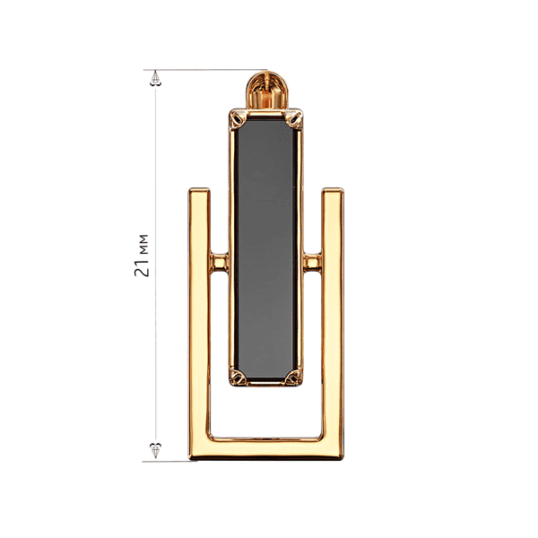 Золотые серьги с черным агатом в форме вертикального прямоугольника Золотые серьги с черным агатом в форме вертикального прямоугольника